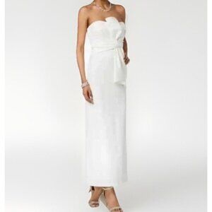 NEW Adrianna Papell Formal Gown Women's Size 12 Knit Crepe Strapless Bow Ivory